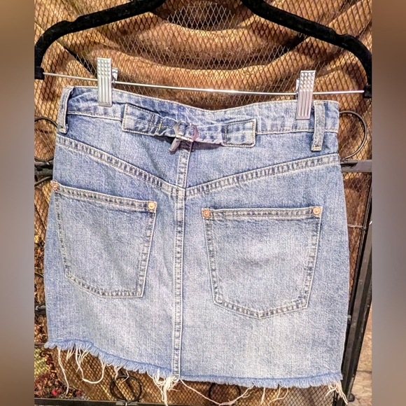 We The Frree FP Distressed A-line Denim Skirt - Picture 3 of 11